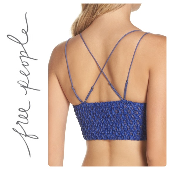 New Free People Blue Adella Lace Bralette - Picture 5 of 8